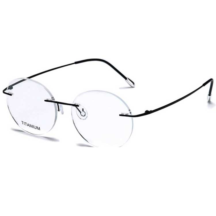 Popular design rimless rimless optical frames screwless hinge round eyewear