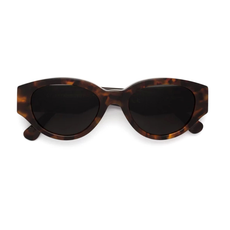 Italy design oval  black acetate sunglasses