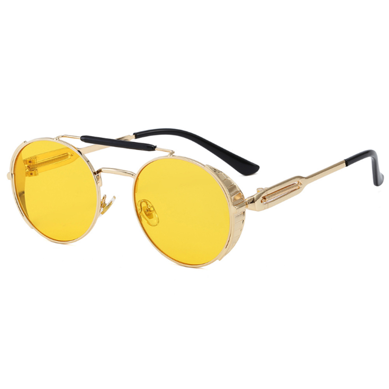 Steampunk round sunglasses with size shields