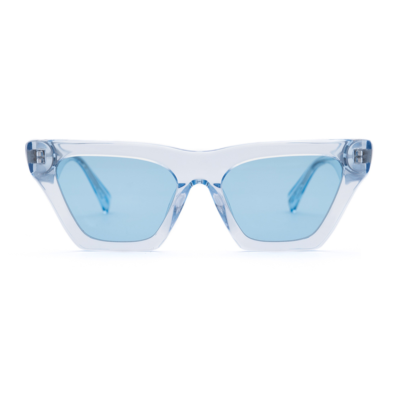 Rectangular sky blue lenses block  sunlight sunglasses