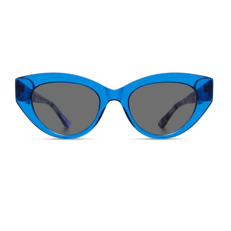 Bio acetate oval tortoise sunglasses with blue lenses