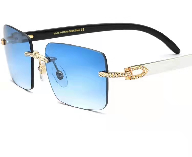 Ready to ship luxury natural horn sunglasses with diamond on line