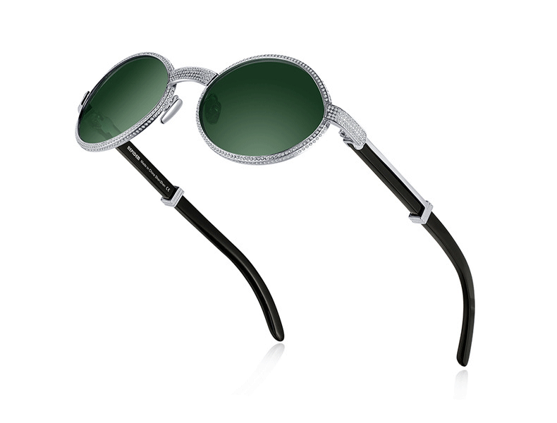 RTS buffalo horn pure silver luxury diamond sunglasses women